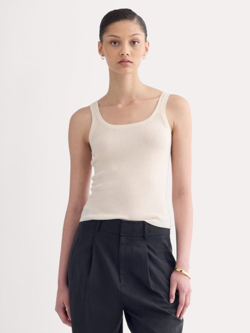 Everlane Women's Light Ribbed Cami in Ultrasoft Merino in Parchment